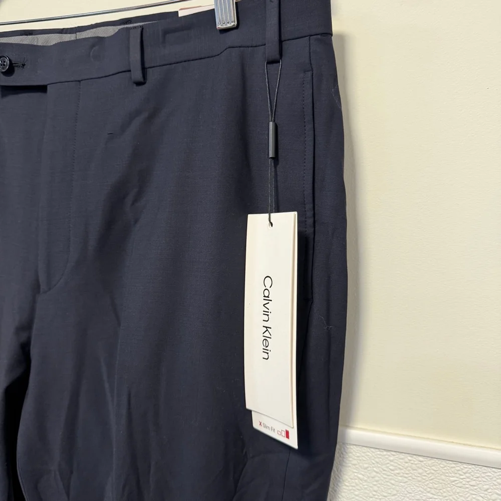 Calvin Klein Navy Slim Fit Men’s Dress Pants Jerome 36W x 32L NEW NWT MSRP: $190
